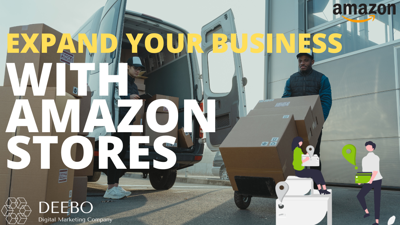 Picture of a delivery Man and his Van with title "Expand Your business with Amazon Stores"